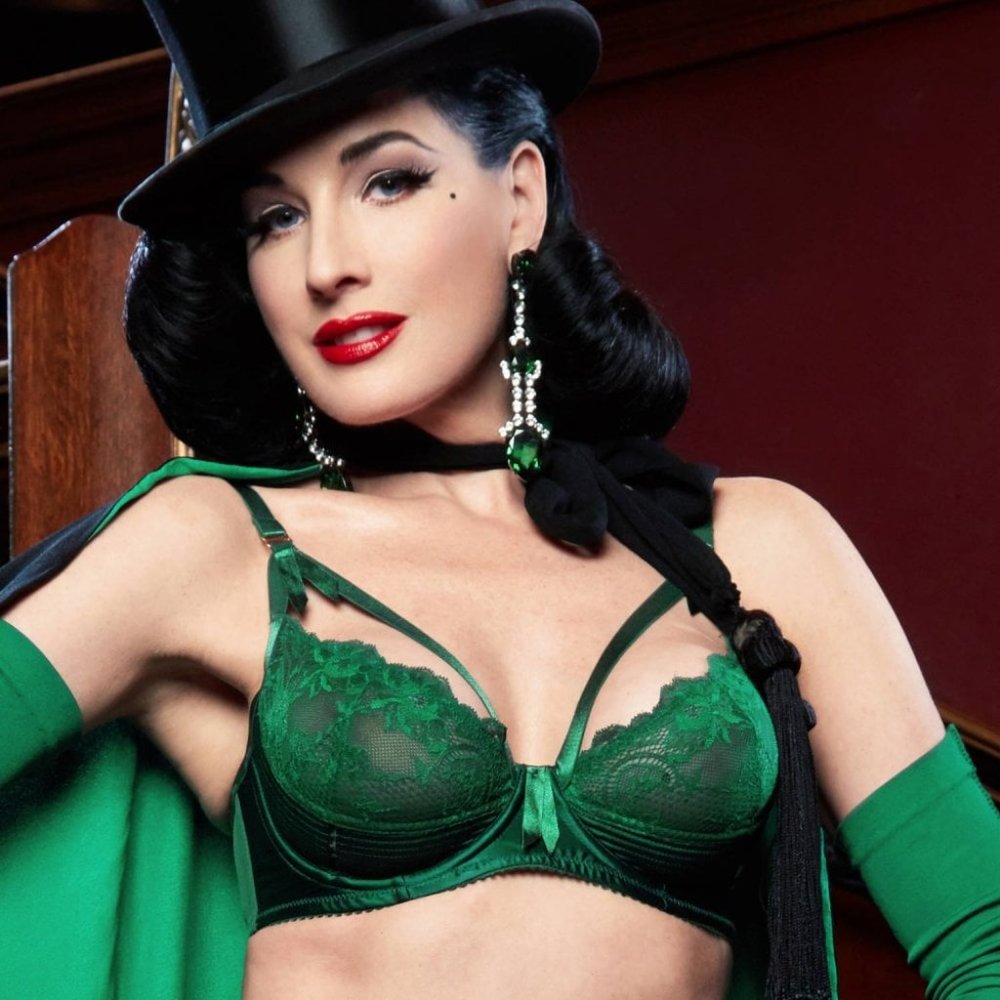 NWOT Dita Von Teese Lingerie Madam X Bra in Emerald Green 42E